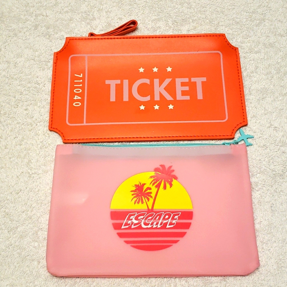 NWOT Ipsy makeup bags, Ticket and Escape